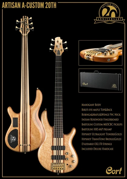CORT ENDONEZYA A4 CUSTOM 20THNAT CORT A4 CUSTOM 20THNAT BASS GİTAR, ÇANTALI, NATUREL ürün görseli 1