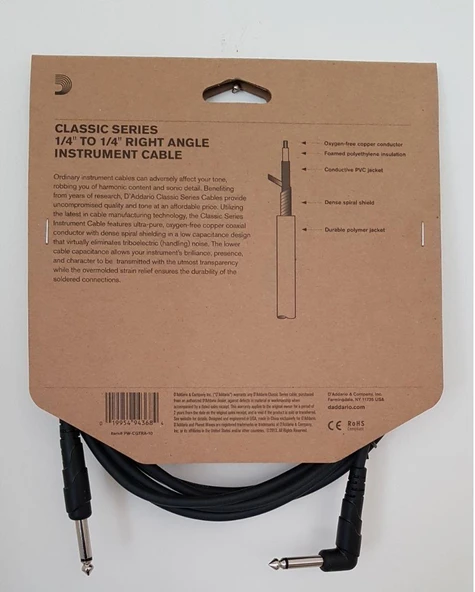 PLANETWAVES PWCGTRA10 GİTAR KABLO 10 İNCH CABLE RİGHT ANGLE - Resim 2