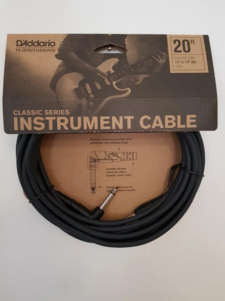 PLANETWAVES PWCGTRA20 GİTAR KABLO 20 İNCH CABLE RİGHT ANGLE ürün görseli 1