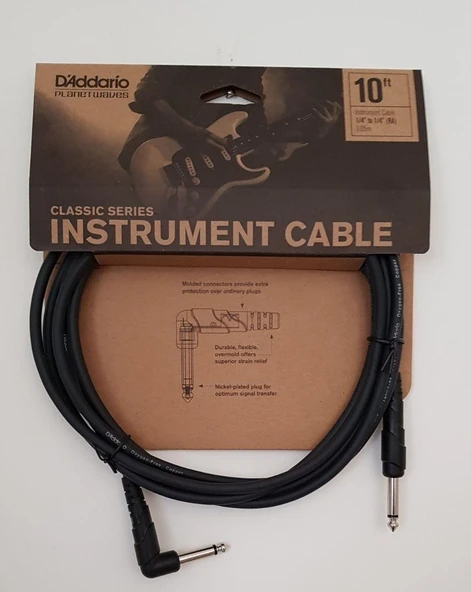 PLANETWAVES PWCGTRA10 GİTAR KABLO 10 İNCH CABLE RİGHT ANGLE ürün görseli 1
