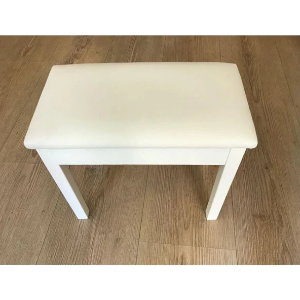 CREMONIA A.N PTCWHL PİYANO TABURESİ 70 CM BEYAZ SANDIKLI MASİF AYAKLI ürün görseli 1