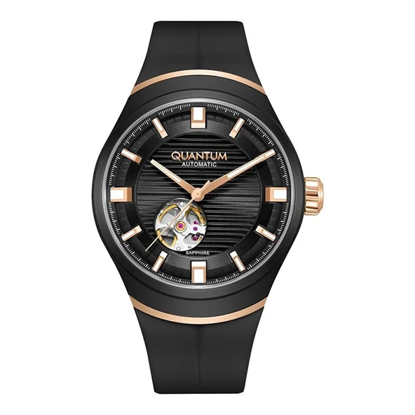 Quantum QMG1203.851 Otomatik Silikon Siyah Safir Cam 10 ATM 43 mm Erkek Kol Saati ürün görseli 1