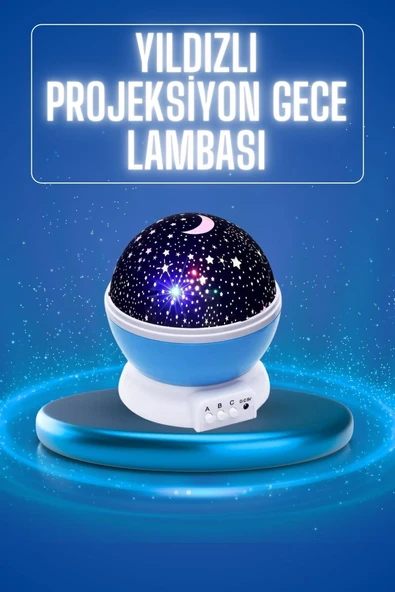 Yıldızlı Gece Lambası Mor Projeksiyon Görünümlü Masa Lambası Renk Değiştirebilen ürün görseli 1