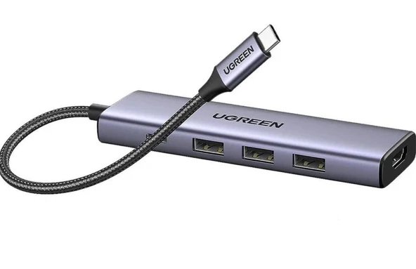 UGREEN 15597 CM511 Type-C to 4K/60Hz HDMI 3xUSB 3.0 100W PD Güç Girişi Çoklayıcı Hub Adaptör ürün görseli 1
