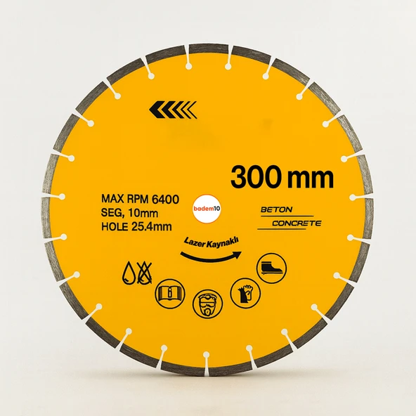 300 mm Lazer Kaynaklı Beton Kesme Testeresi Diski Beton Asfalt Tuğla Parke Fayans Elmas Kesim Disk ürün görseli 1