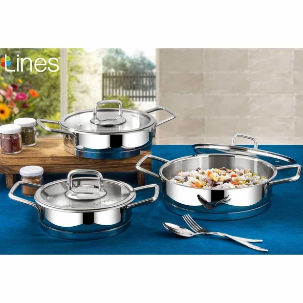 LINES SILVER 28 CM BASIK CELIK TENCERE METAL KULP - Resim 2
