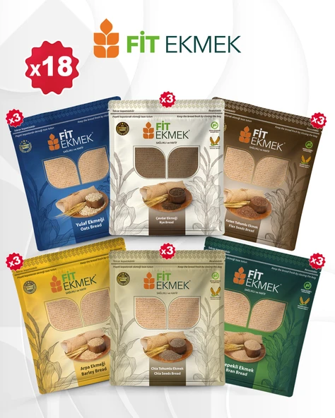 fit 3lü Kepekli ,3lü Yulafli ,3lü Chia ,3lü Arpa ,3lü Çavdar ve 3lü Keten Tohumlu Lavaş Ekmeği 300gr ürün görseli 1