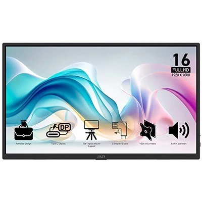 Msı 15.6 Pro Mp165 E6 1920X1080 (Fhd) 16:9 Flat Ips 60Hz 4Ms Portatıf Monıtor ürün görseli 1