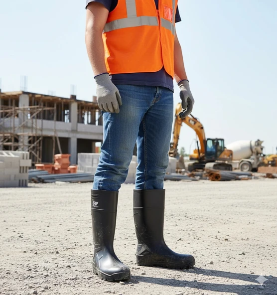 Techno Boots Poliüretan Soğuğa Dayanıklı Kısa Çelik Burunlu Siyah Çizme ürün görseli 1