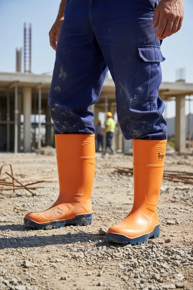 Techno Boots Poliüretan Soğuğa Dayanıklı Kısa Çelik Burunlu Turuncu Çizme ürün görseli 1