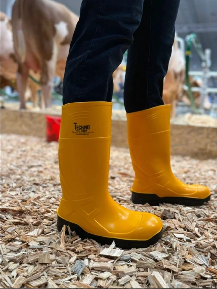 Techno Boots Poliüretan Soğuğa Dayanıklı Kısa Çelik Burunlu Sarı Çizme ürün görseli 1