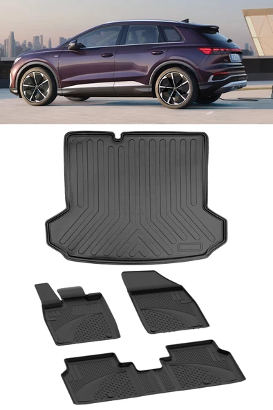 Sahler  Audi Q4 E-Tron 2018 Ve Sonrası 4.5D Paspas ve Rizline 3D Alt Bagaj Havuzu Set ürün görseli 1
