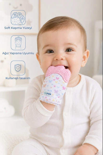 Babyjem Bebek Diş Kaşıyıcı Eldiveni Kelebek Pembe ürün görseli 1