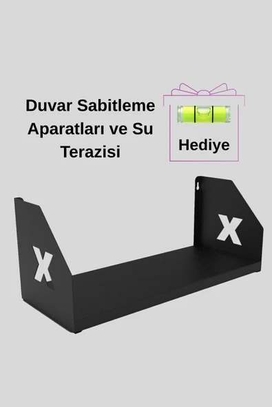 Raf Metal Duvar Rafı Kitaplık Aksesuar Düzenleyici Su Terazisi Hediyeli Ahşap Raflara Göre Daha Daya ürün görseli 1