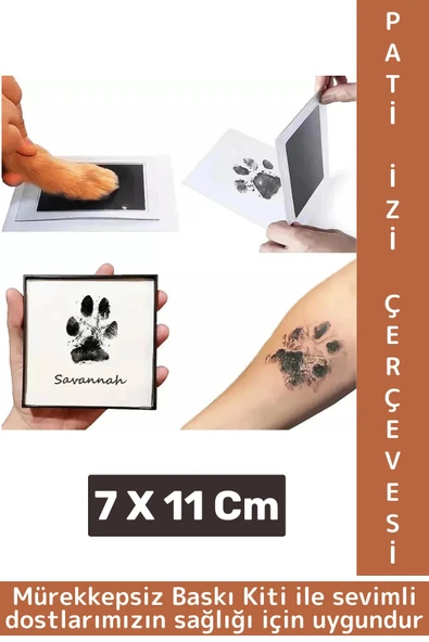 Premium İki Kullanımlık Mürekkepsiz Baskı Evcil Hayvan Kedi Köpek Pati İzi Fotoğraf Çerçevesi Seti ürün görseli 1