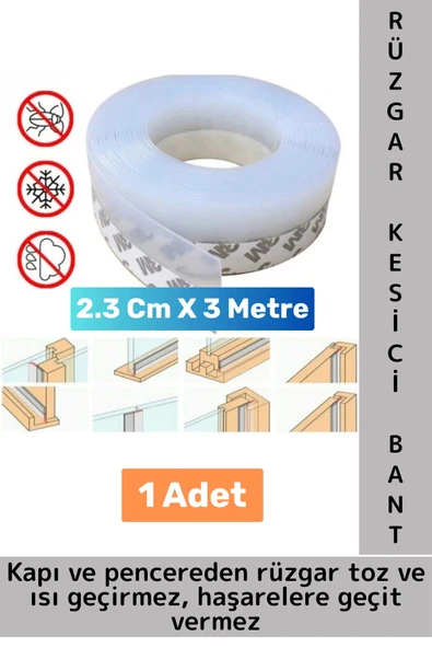 Premium Seri Kapı Altı Pencere Rüzgar Toz Isı Böcek Haşere Önleyen Rüzgar Kesici Bant 3 Metre ürün görseli 1