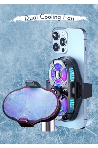 Telefon Soğutucu Çift Fanlı 3 Hız Kademeli RGB Işıklı IPhone11 / Pro /Promax Uyumlu ürün görseli 1