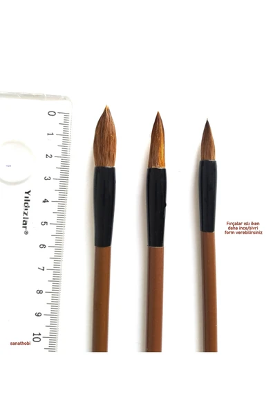 Çini tahrir, seramik sırlama fırça seti, seramik boyama, çini, vazo, resim, brush-Set 3 ad fakrlı uç ürün görseli 1