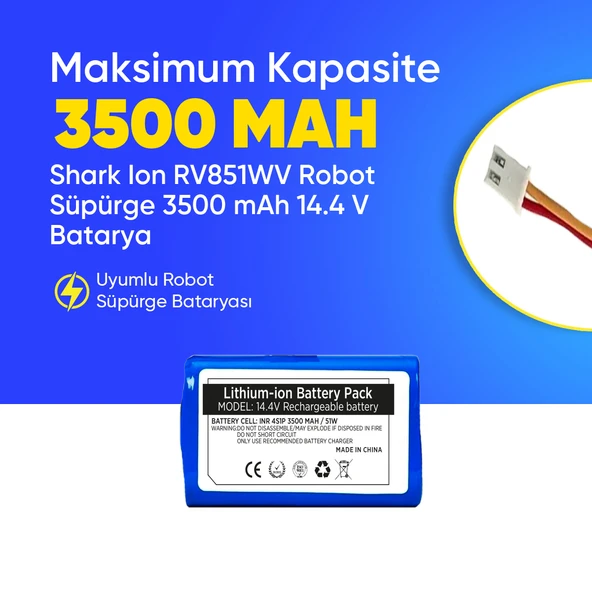 Shark Ion RV851WV Robot Süpürge 3500 mAh 14.4 V  Batarya – Orjinal Uyumlu Uzun Ömürlü, Yüksek Performans Pil ürün görseli 1