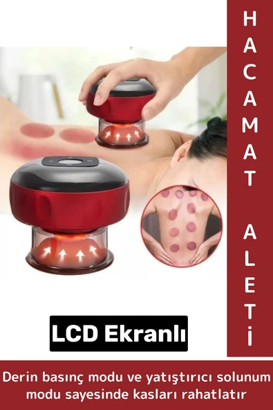 Premium Seri Taşınabilir Ev Ofis Seyahat 6 Isı/Güç Modlu LCD Ekranlı Elektronik Vakum Hacamat Aleti ürün görseli 1