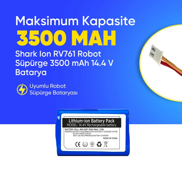 Shark Ion RV761 Robot Süpürge 3500 mAh 14.4 V  Batarya – Orjinal Uyumlu Uzun Ömürlü, Yüksek Performans Pil ürün görseli 1