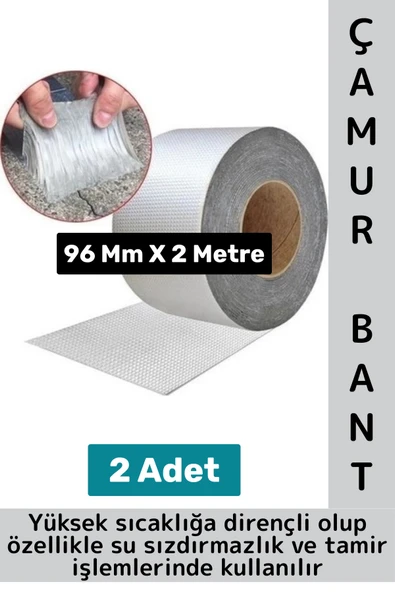 Ultra Güçlü Su Geçirmez Isıya Dayanıklı Alüminyum İzolasyon Tamirat 96 Mm X 2 Metre Çamur Bant 2 Adt ürün görseli 1