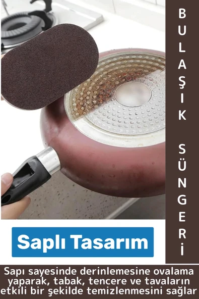 Ergonomik Mutfak Tencere Tava Zorlu Kirleri Sökücü Banyo Fayans Temizleyici Saplı Bulaşık Süngeri ürün görseli 1