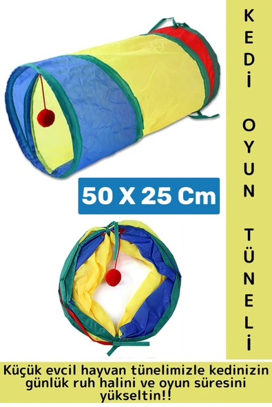 Kedi Köpek Küçük Irk Eğlenceli Oyuncak Sağlıklı Kokusuz Bağımsız Oyun Evcil Hayvan Tüneli 50 X 25 Cm ürün görseli 1