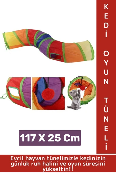 Premium Kedi Köpek Eğlenceli Oyuncak Sağlıklı Kokusuz Bağımsız Oyun Evcil Hayvan Tüneli 115 X 25 Cm ürün görseli 1