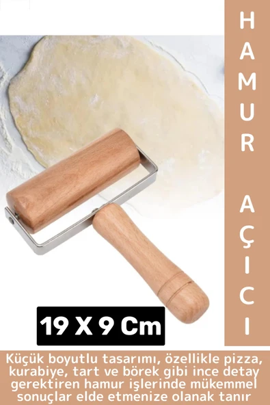 Ergonomik Kolay Tutuş Pizza Kurabiye Hamur Şekillendirici Hijyenik Doğal Ahşap Hamur Açma Rulosu ürün görseli 1