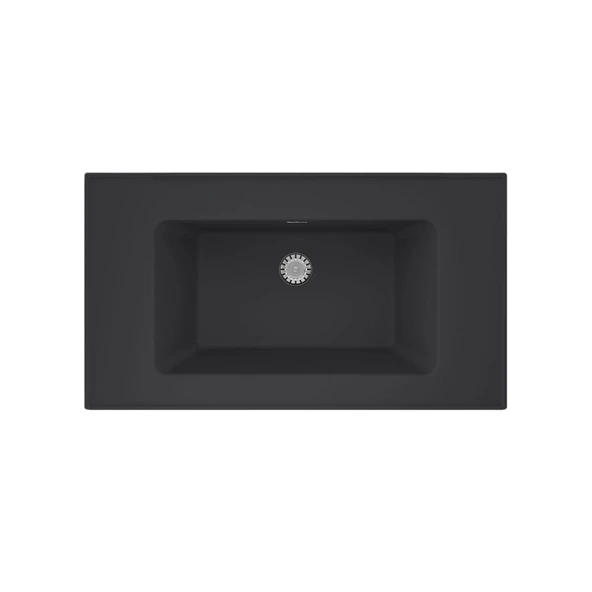 Real Stone ZENITH 80 Etajerli Antrasit Granit Banyo Lavabosu 80x45 ürün görseli 1