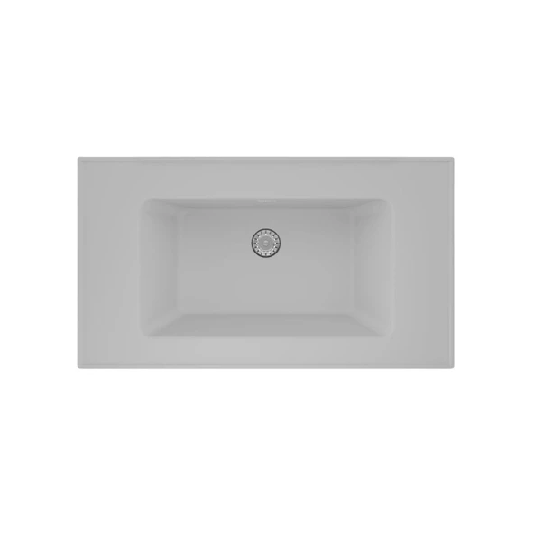 Real Stone ZENITH 80 Etajerli Beyaz Granit Banyo Lavabosu 80x45 ürün görseli 1