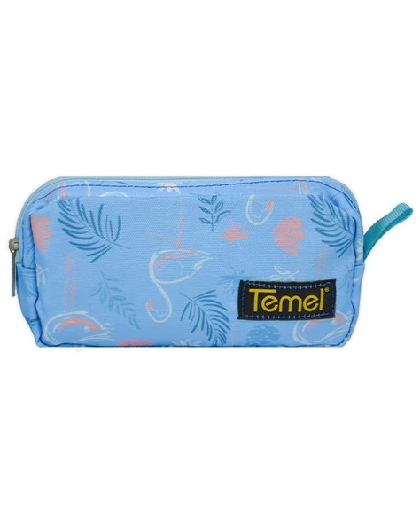 Temel Flamingo Desenli Turkuaz Tek Gözlü Kalem Çantası ürün görseli 1