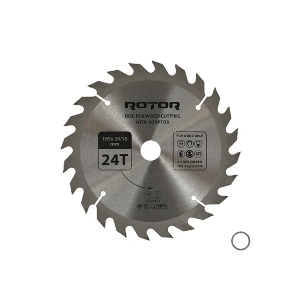 Daire Testere Bıçağı ROTOR 160x20/16 adaptörlü 24T Ahşap kesme diski ürün görseli 1