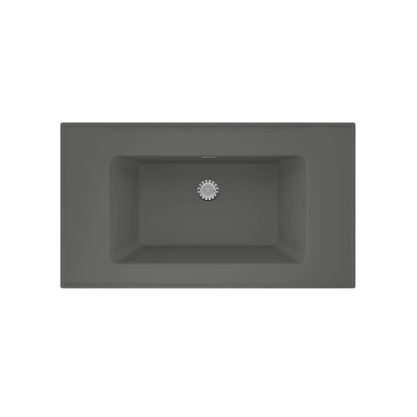 Real Stone ZENITH 80 Etajerli Gri Granit Banyo Lavabosu 80x45 ürün görseli 1