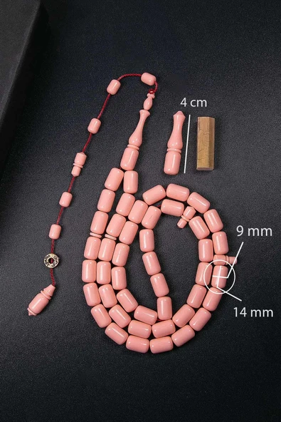 Açık Pembe Usta İşçilik 45 Taneli Eski Fransız Galalit Tesbih ürün görseli 1