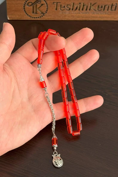 Günlük Kullanım Boy Hareli Kırmızı Uçak Camı Tesbih ürün görseli 1