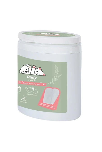 M-PETS DAİLY KEDİ ve KÖPEK KULAK TEMİZLİĞİ PARMAK PEDİ 50Lİ ürün görseli 1