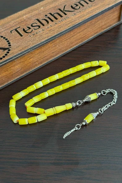 Günlük Kullanım Boy Beyazlı Sarı Uçak Camı Tesbih ürün görseli 1