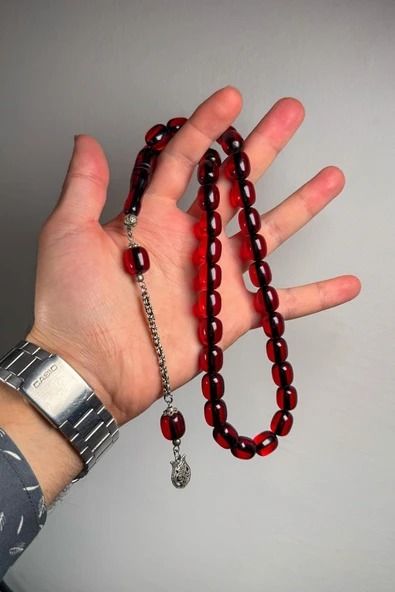 Büyük Boy Koyu Vişne Renk Uçak Camı Tesbih ürün görseli 1