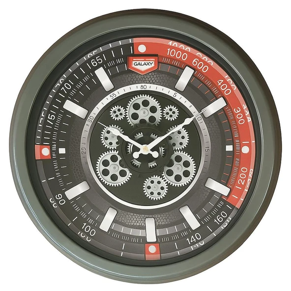 Galaxy Premium Sport Serisi Metal Çarklı Duvar Saati 60 CM Gri ürün görseli 1