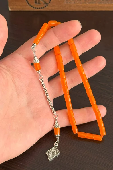 Günlük Kullanım Boy Turuncu Uçak Camı Tesbih - Resim 2