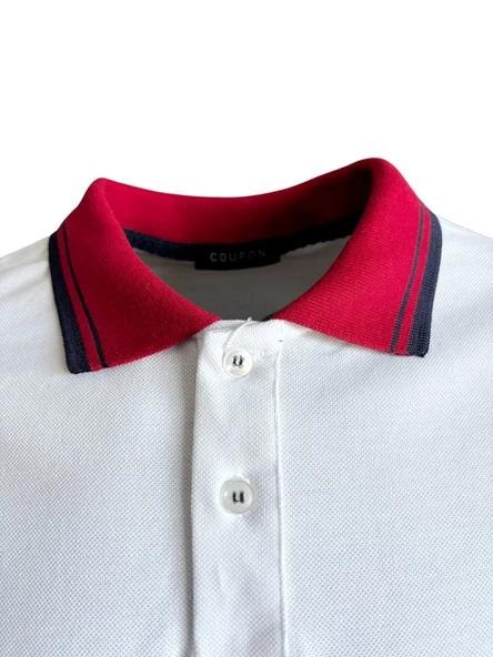 Polo Yaka T-shirt - Beyaz - Resim 3