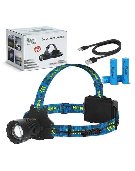 WATTON WT-627 CREE P360 - 12,000 Lümen Şarjlı Kafa Feneri ürün görseli 1