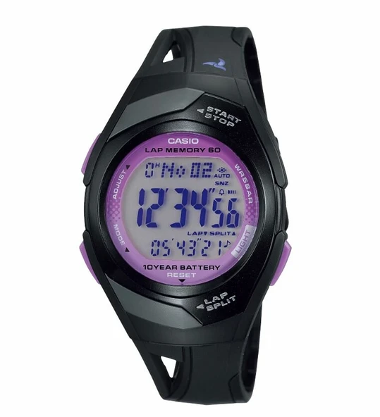 Casio STR-300-1CVDF Quartz Silikon Siyah Mor Kadran 35 mm Spor Kadın Kol Saati ürün görseli 1
