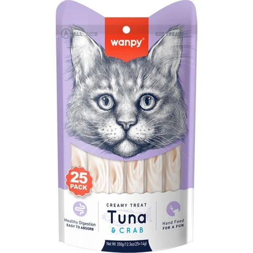 Wanpy Ton Balığı & Yengeç Sıvı Kedi Ödül Maması 25x14 Gr ürün görseli 1
