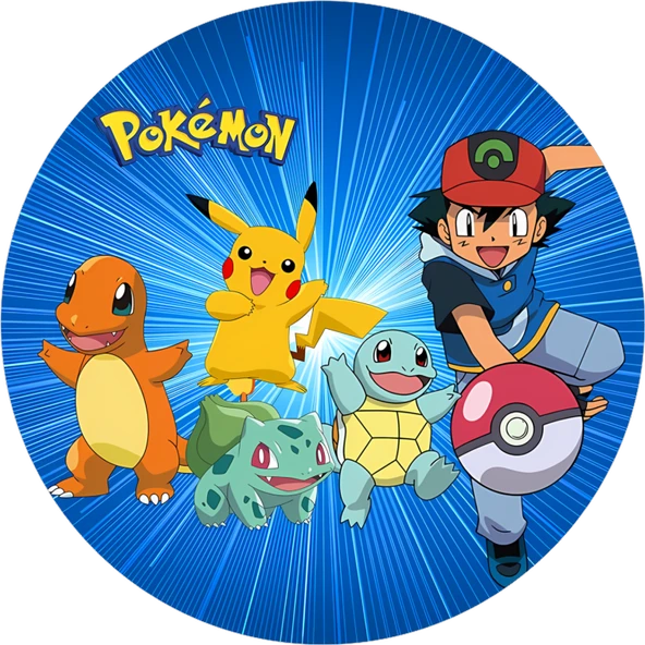 Yenilebilir Yuvarlak Pasta Resim Baskısı 20 cm Şekerli Kağıt Pokemon Temalı 39 ürün görseli 1