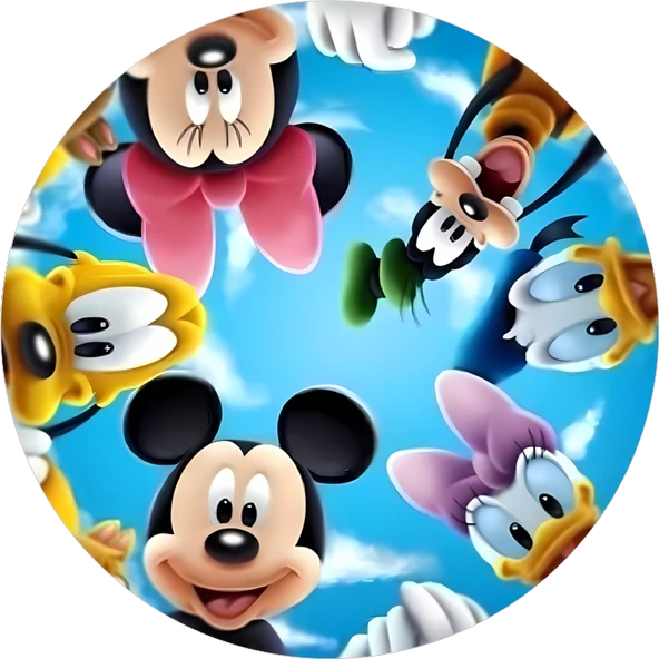 Yenilebilir Yuvarlak Pasta Resim Baskısı 20 cm Şekerli Kağıt Disney Temalı 42 ürün görseli 1