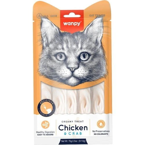 Wanpy Tavuk-Yengeç  Krema Likit Kedi Ödülü 5x14 Gr X 4 Adet ürün görseli 1