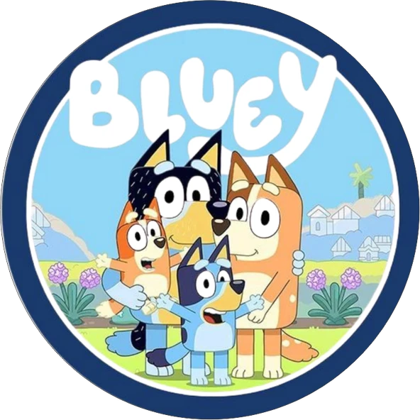 Yenilebilir Yuvarlak Pasta Resim Baskısı 20 cm Şekerli Kağıt Bluey Temalı 01 ürün görseli 1